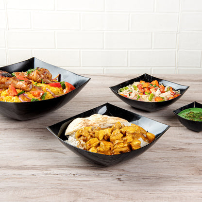 Moderna 64 oz Square Black Plastic Serving Bowl - 9 3/4" x 9 3/4" x 3" - 10 count box