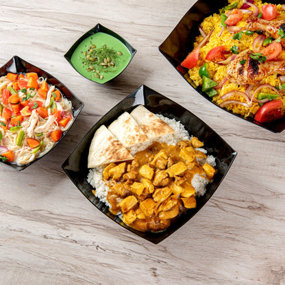 Moderna 64 oz Square Black Plastic Serving Bowl - 9 3/4" x 9 3/4" x 3" - 10 count box