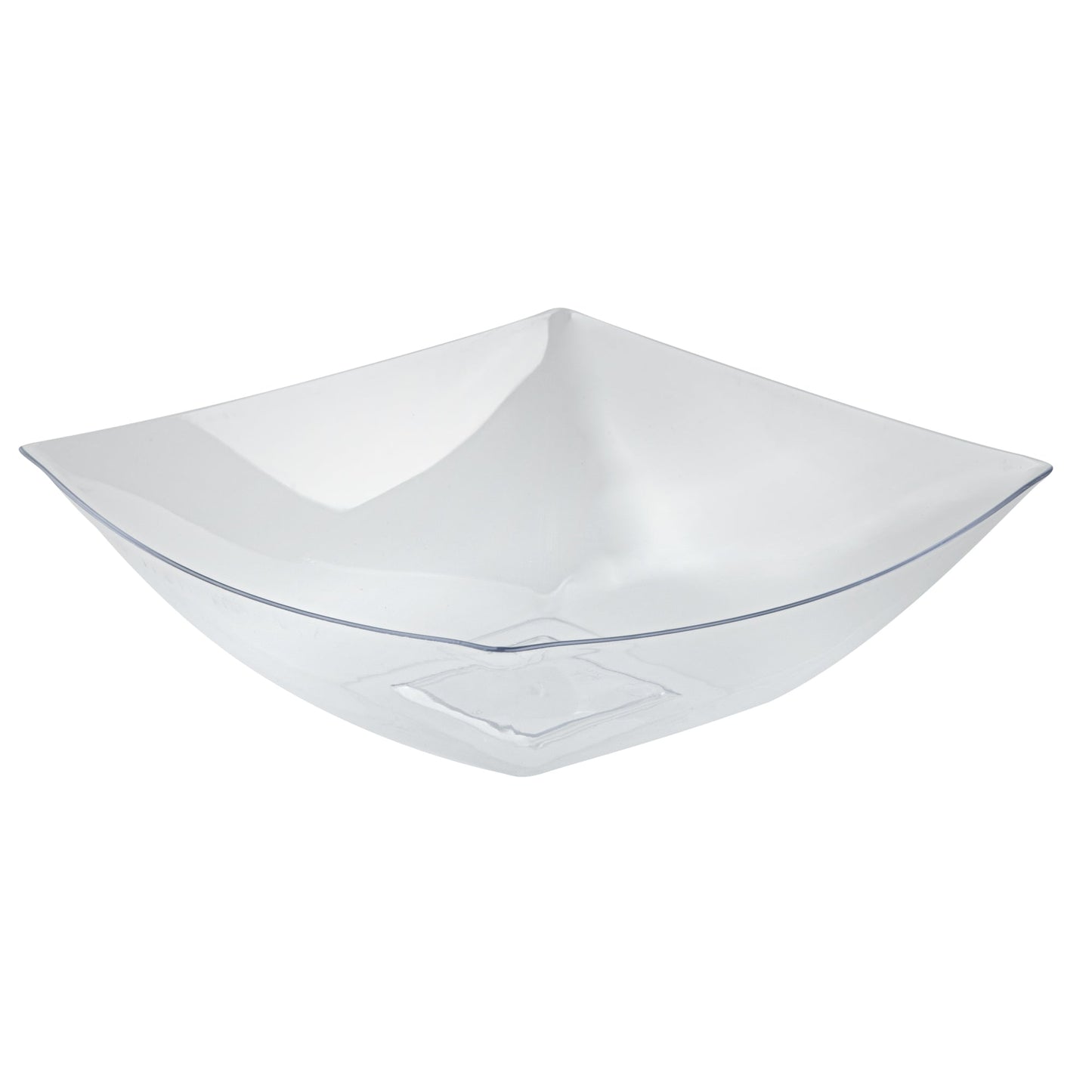 Moderna 64 oz Square Clear Plastic Serving Bowl - 9 3/4" x 9 3/4" x 3" - 10 count box