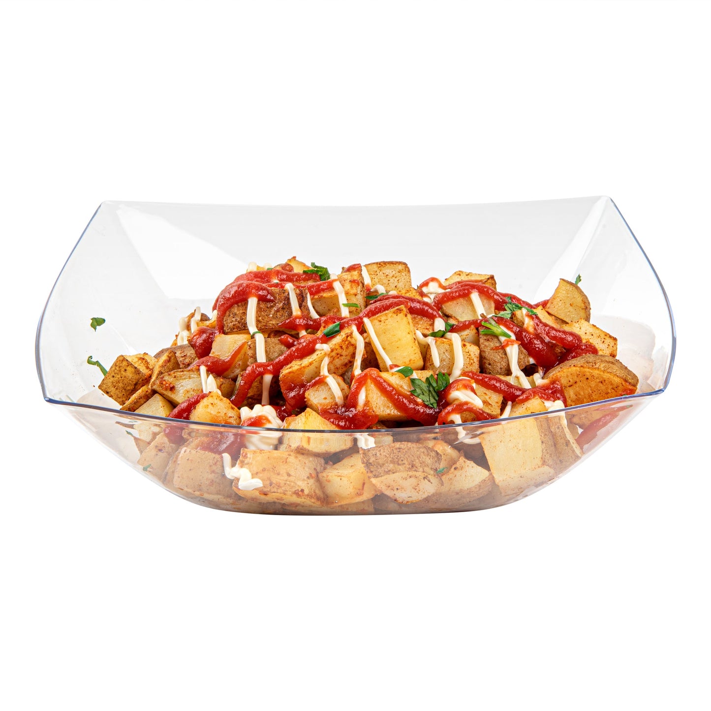 Moderna 64 oz Square Clear Plastic Serving Bowl - 9 3/4" x 9 3/4" x 3" - 10 count box