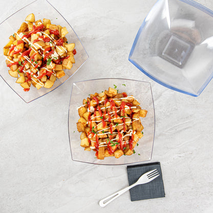 Moderna 64 oz Square Clear Plastic Serving Bowl - 9 3/4" x 9 3/4" x 3" - 10 count box