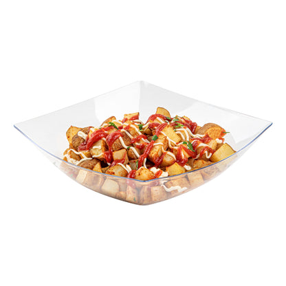 Moderna 64 oz Square Clear Plastic Serving Bowl - 9 3/4" x 9 3/4" x 3" - 100 count box