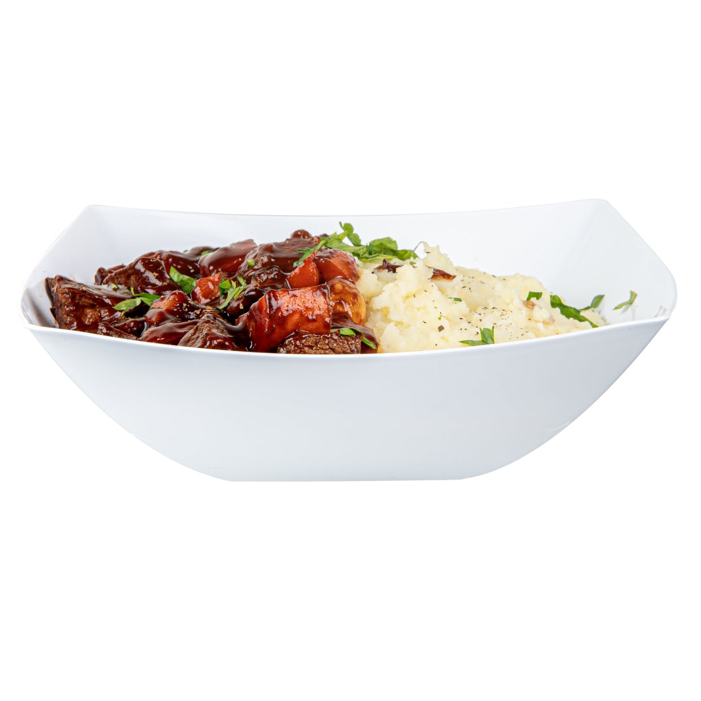 Moderna 64 oz Square White Plastic Serving Bowl - 9 3/4" x 9 3/4" x 3" - 10 count box