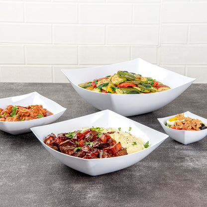 Moderna 64 oz Square White Plastic Serving Bowl - 9 3/4" x 9 3/4" x 3" - 10 count box