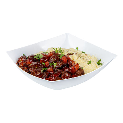 Moderna 64 oz Square White Plastic Serving Bowl - 9 3/4" x 9 3/4" x 3" - 100 count box