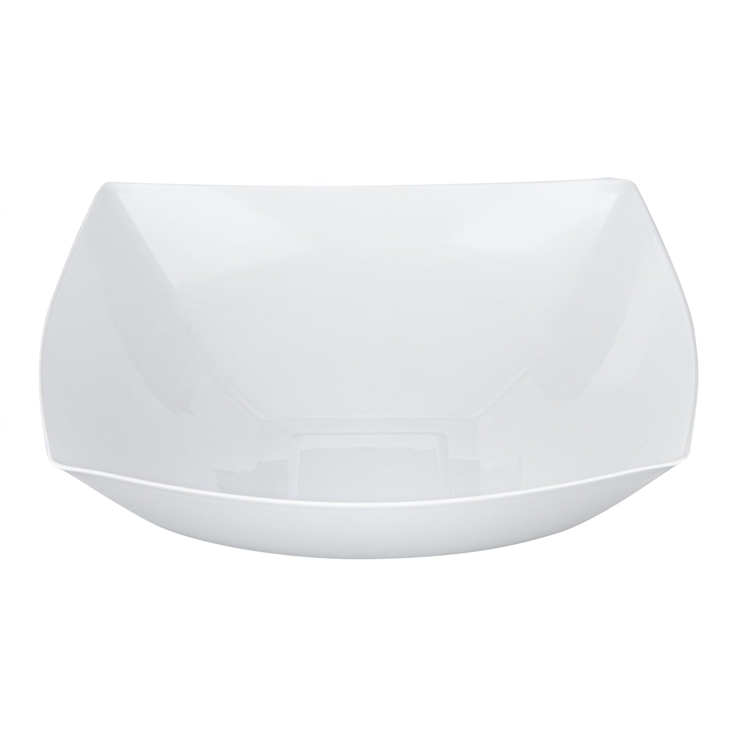 Moderna 64 oz Square White Plastic Serving Bowl - 9 3/4" x 9 3/4" x 3" - 100 count box