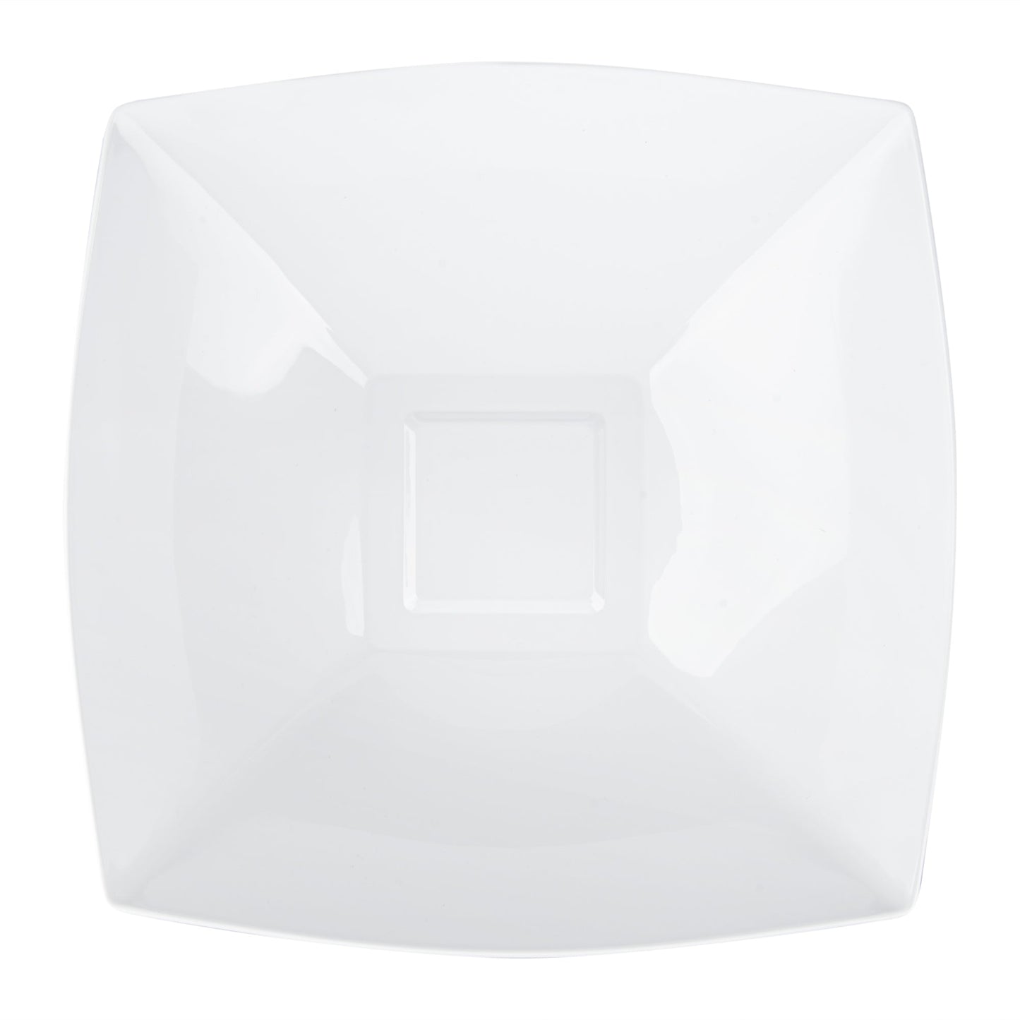 Moderna 64 oz Square White Plastic Serving Bowl - 9 3/4" x 9 3/4" x 3" - 100 count box