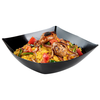 Moderna 128 oz Square Black Plastic Serving Bowl - 12" x 12" x 4" - 10 count box