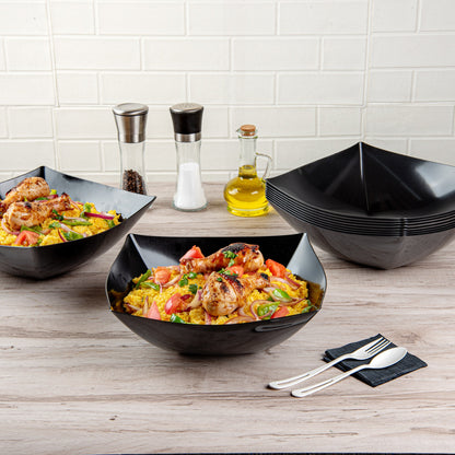 Moderna 128 oz Square Black Plastic Serving Bowl - 12" x 12" x 4" - 10 count box