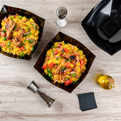 Moderna 128 oz Square Black Plastic Serving Bowl - 12" x 12" x 4" - 10 count box