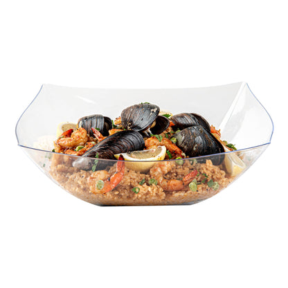 Moderna 128 oz Square Clear Plastic Serving Bowl - 12" x 12" x 4" - 10 count box