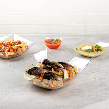 Moderna 128 oz Square Clear Plastic Serving Bowl - 12" x 12" x 4" - 40 count box