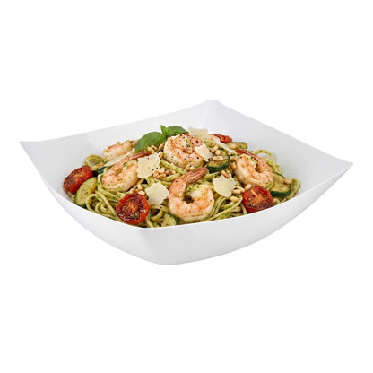 Moderna 128 oz Square White Plastic Serving Bowl - 12" x 12" x 4" - 10 count box