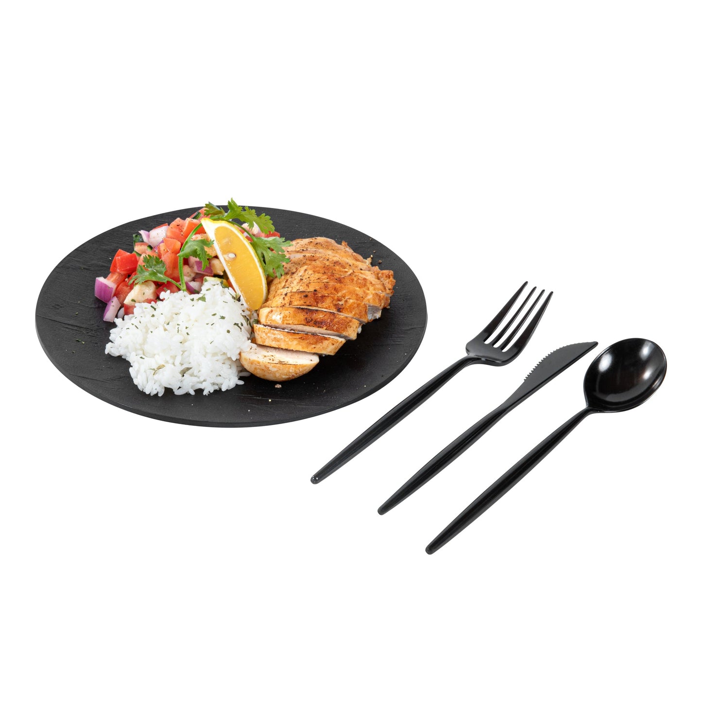 Moderna Black Plastic Cutlery Set - 7 1/2" - 60 count box