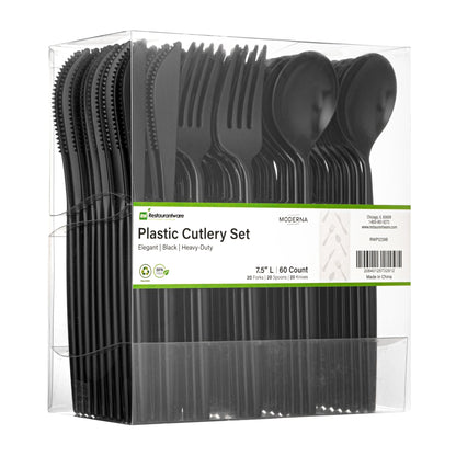 Moderna Black Plastic Cutlery Set - 7 1/2" - 60 count box