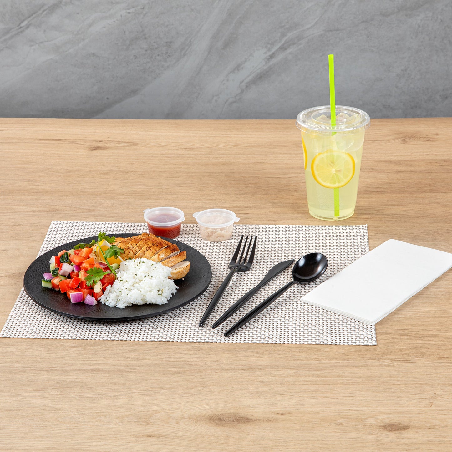 Moderna Black Plastic Cutlery Set - 7 1/2" - 60 count box