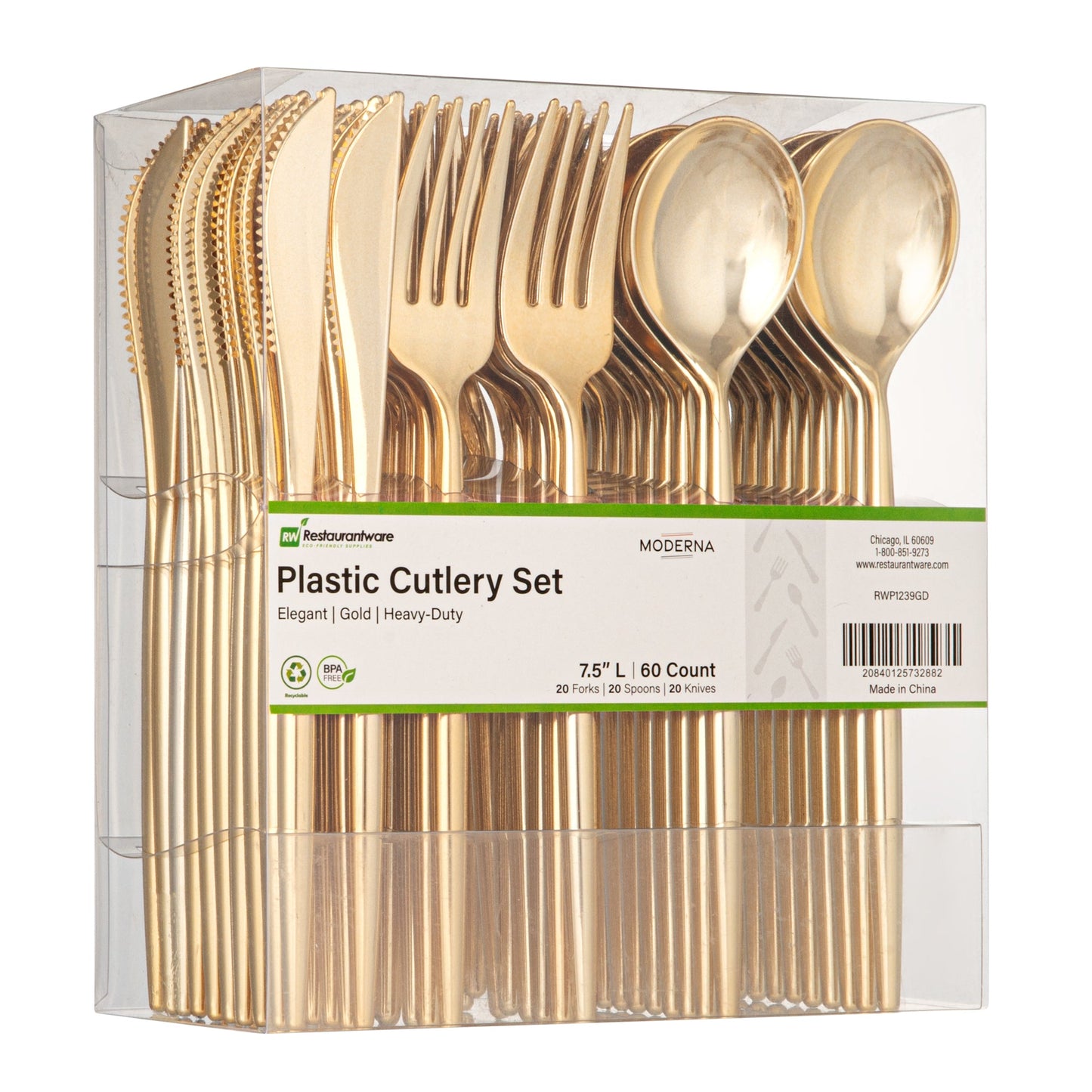 Moderna Gold Plastic Cutlery Set - 7 1/2" - 60 count box