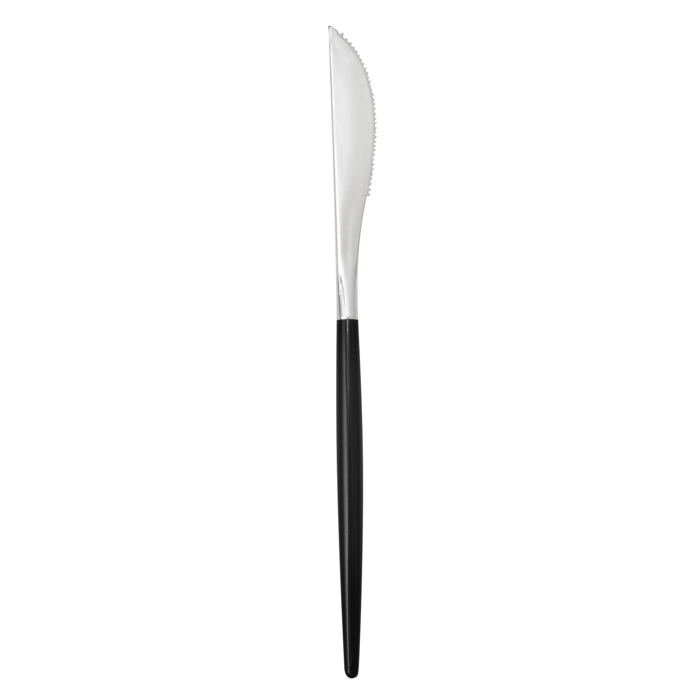Moderna Silver Plastic Knife - with Black Handle - 7 3/4" - 50 count box