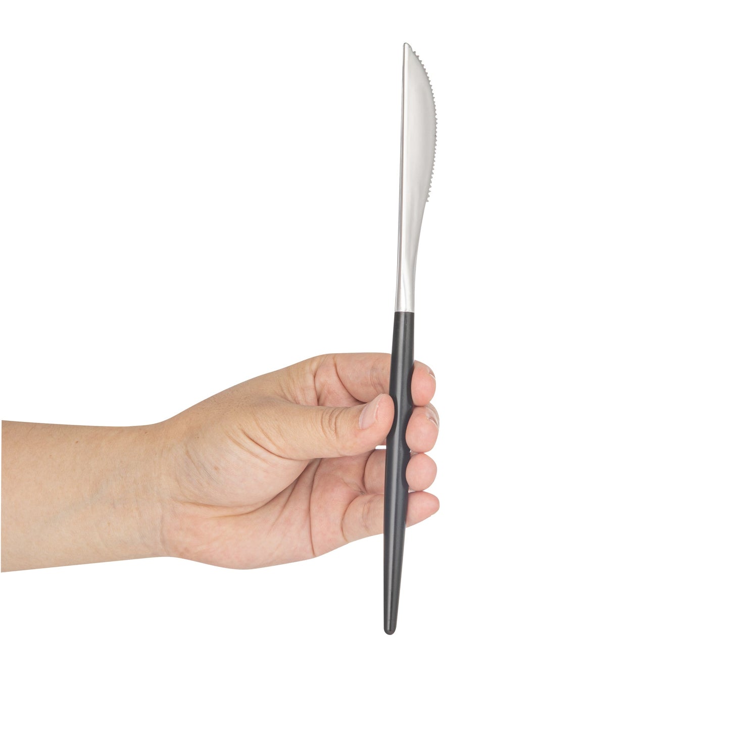 Moderna Silver Plastic Knife - with Black Handle - 7 3/4" - 50 count box