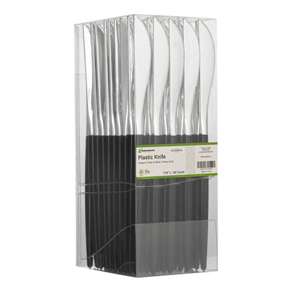 Moderna Silver Plastic Knife - with Black Handle - 7 3/4" - 50 count box
