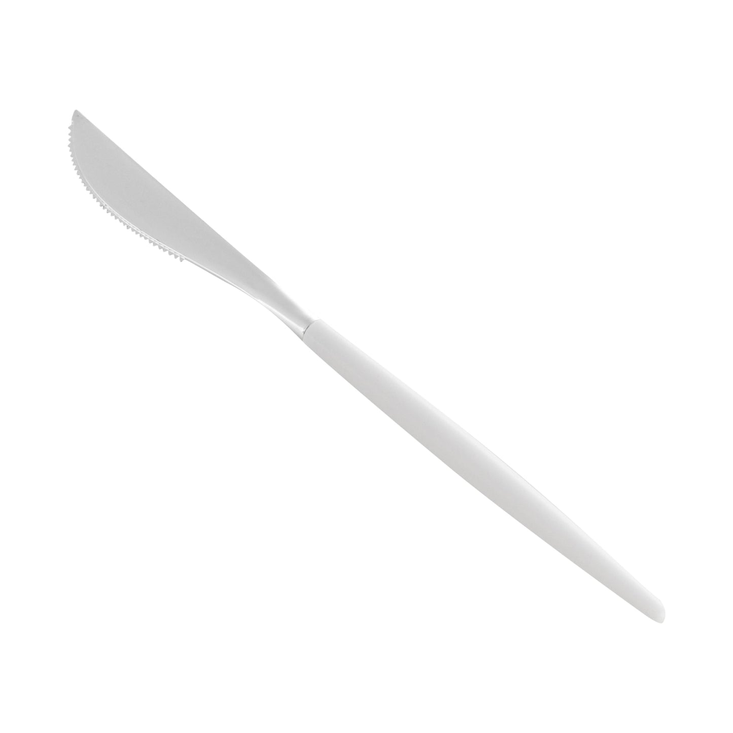 Moderna Silver Plastic Knife - with White Handle - 7 3/4" - 50 count box