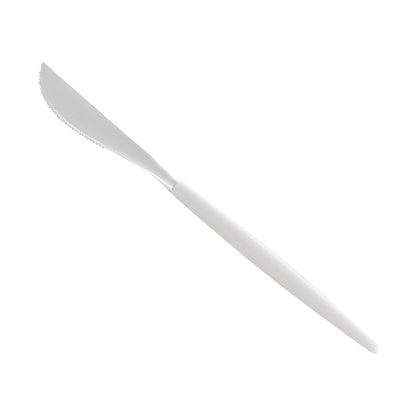 Moderna Silver Plastic Knife - with White Handle - 7 3/4" - 500 count box