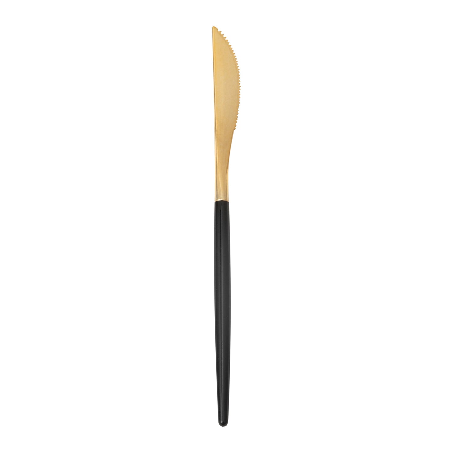 Moderna Gold Plastic Knife - with Black Handle - 7 3/4" - 50 count box