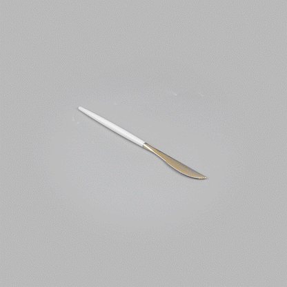 Moderna Gold Plastic Knife - with White Handle - 7 3/4" - 50 count box