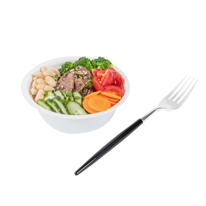 Moderna Silver Plastic Fork - with Black Handle - 7 1/2" - 50 count box