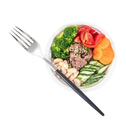 Moderna Silver Plastic Fork - with Black Handle - 7 1/2" - 50 count box