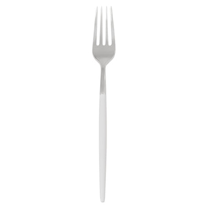 Moderna Silver Plastic Fork - with White Handle - 7 1/2" - 500 count box