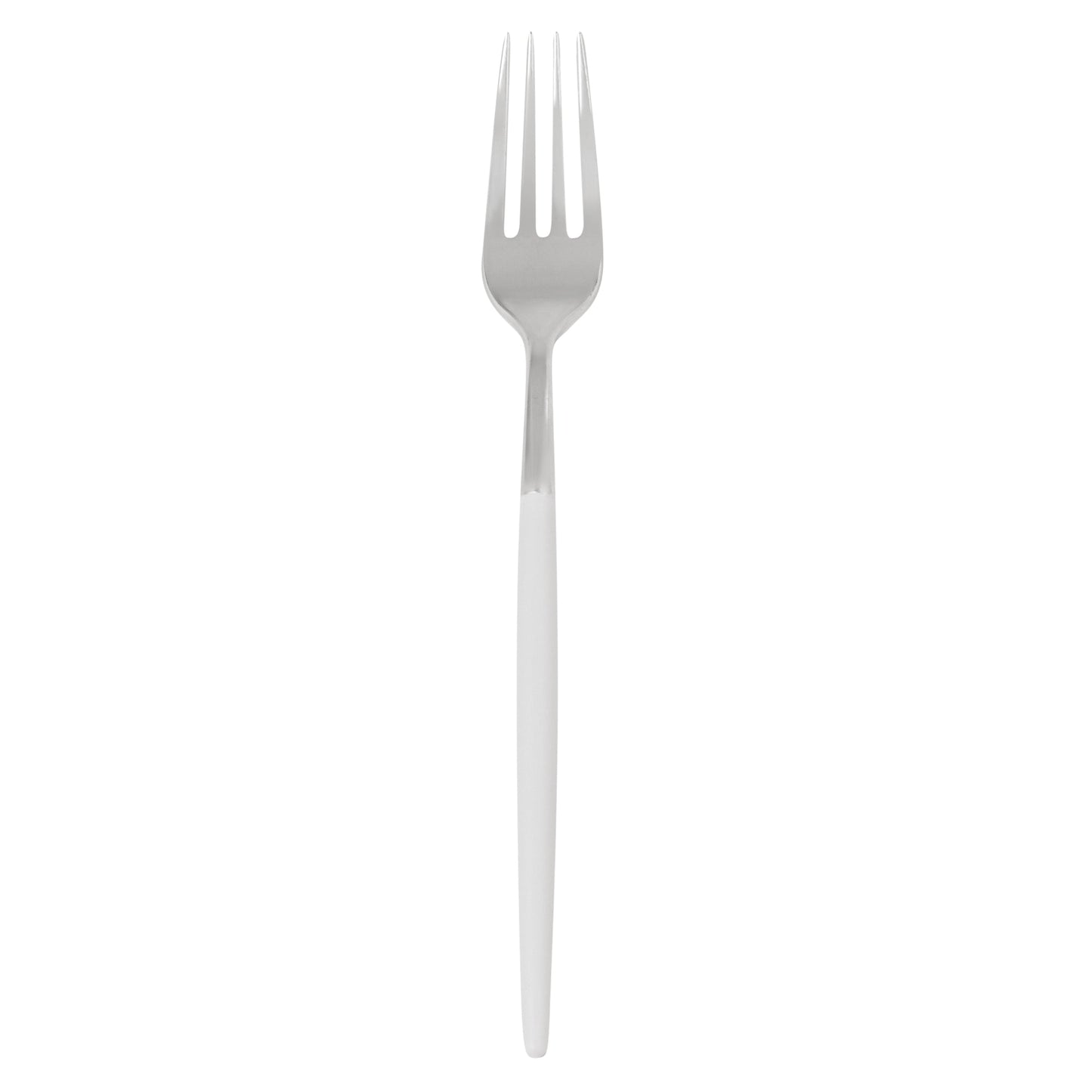 Moderna Silver Plastic Fork - with White Handle - 7 1/2" - 50 count box
