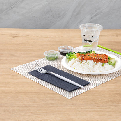Moderna Silver Plastic Fork - with White Handle - 7 1/2" - 50 count box