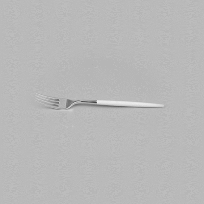 Moderna Silver Plastic Fork - with White Handle - 7 1/2" - 500 count box