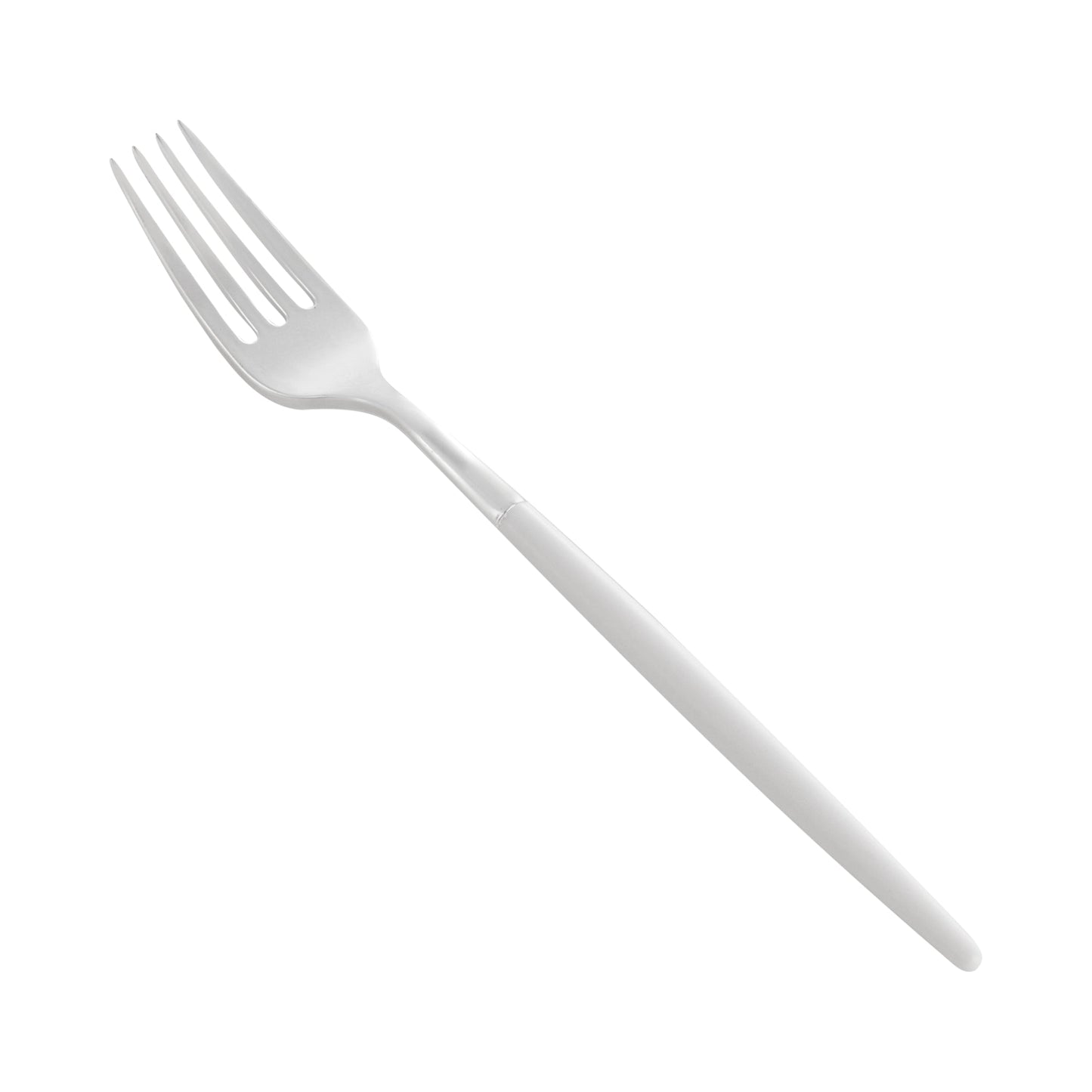 Moderna Silver Plastic Fork - with White Handle - 7 1/2" - 500 count box