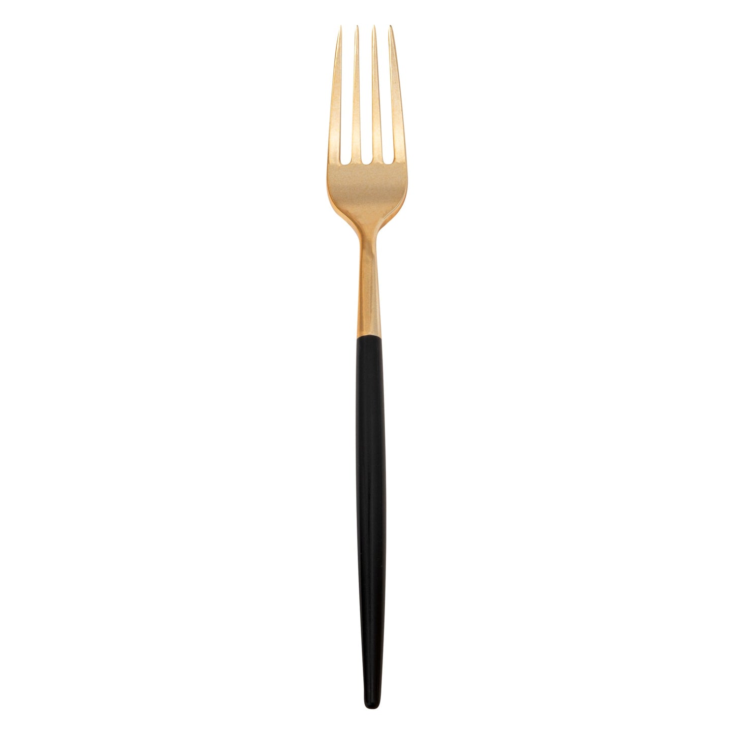 Moderna Gold Plastic Fork - with Black Handle - 7 1/2" - 50 count box