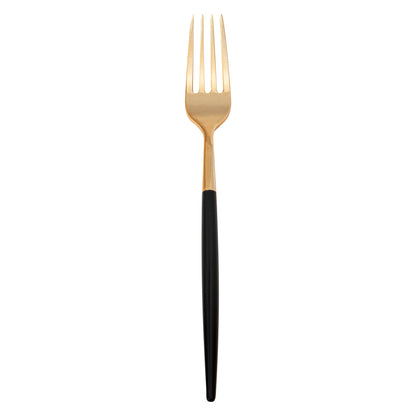 Moderna Gold Plastic Fork - with Black Handle - 7 1/2" - 50 count box