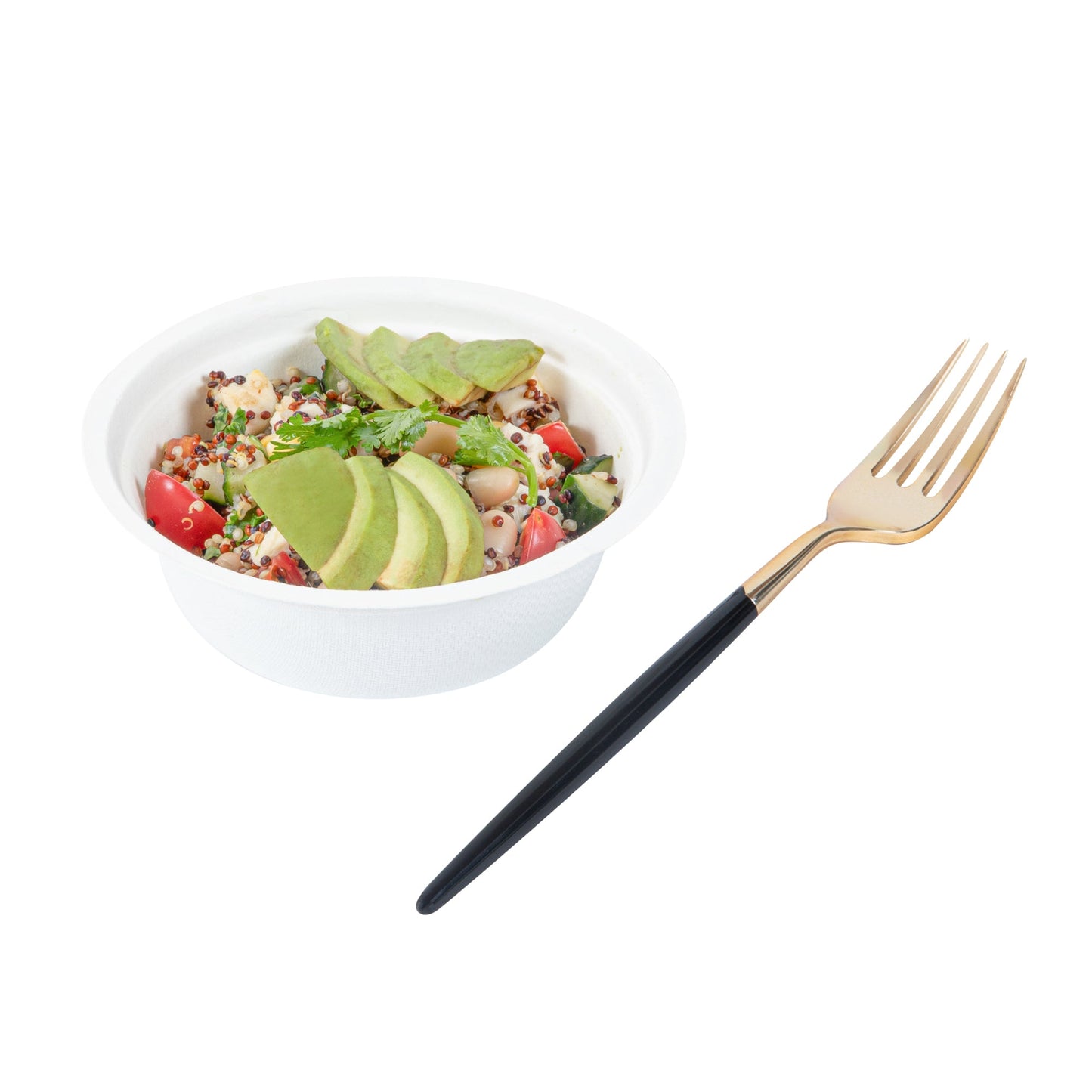 Moderna Gold Plastic Fork - with Black Handle - 7 1/2" - 50 count box