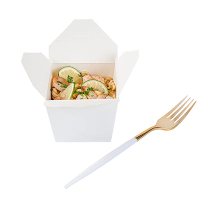 Moderna Gold Plastic Fork - with White Handle - 7 1/2" - 500 count box
