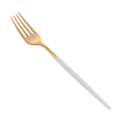 Moderna Gold Plastic Fork - with White Handle - 7 1/2" - 500 count box