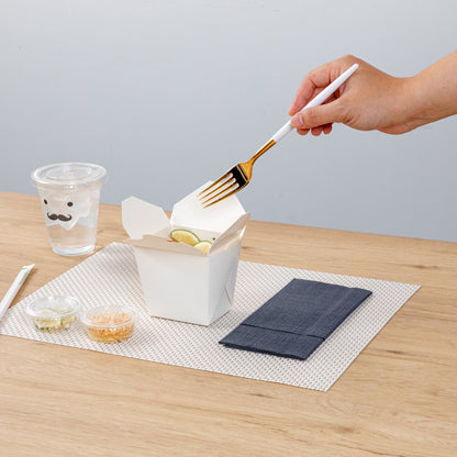 Moderna Gold Plastic Fork - with White Handle - 7 1/2" - 500 count box