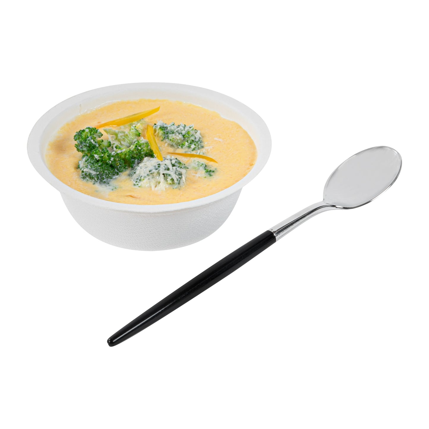Moderna Silver Plastic Spoon - with Black Handle - 7 3/4" - 50 count box