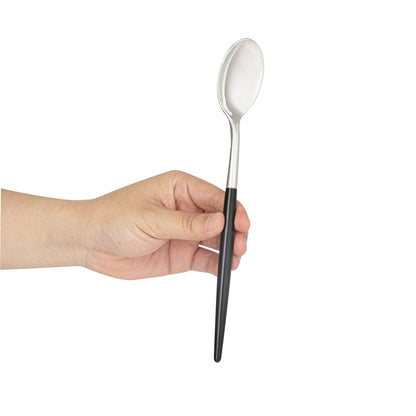 Moderna Silver Plastic Spoon - with Black Handle - 7 3/4" - 500 count box
