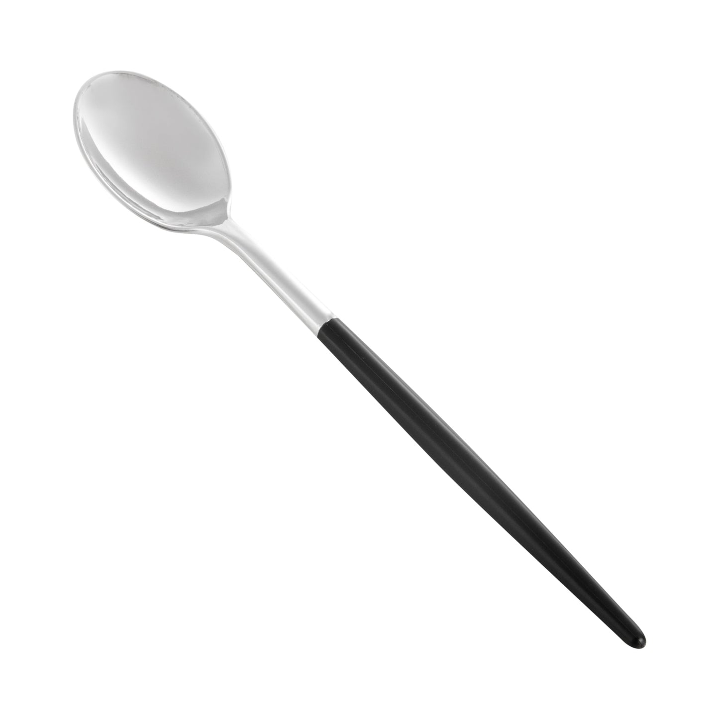 Moderna Silver Plastic Spoon - with Black Handle - 7 3/4" - 500 count box