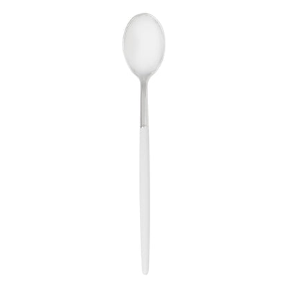 Moderna Silver Plastic Spoon - with White Handle - 7 3/4" - 50 count box