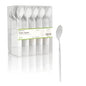 Moderna Silver Plastic Spoon - with White Handle - 7 3/4" - 50 count box