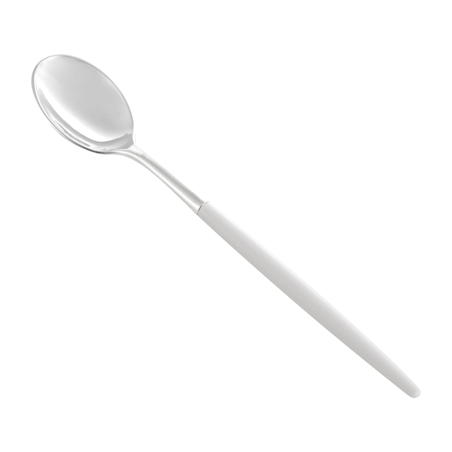 Moderna Silver Plastic Spoon - with White Handle - 7 3/4" - 50 count box