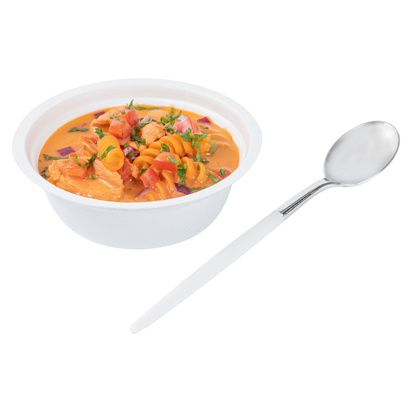 Moderna Silver Plastic Spoon - with White Handle - 7 3/4" - 500 count box