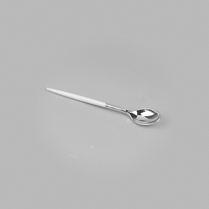 Moderna Silver Plastic Spoon - with White Handle - 7 3/4" - 500 count box