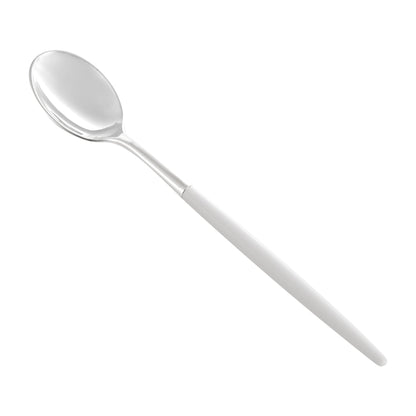 Moderna Silver Plastic Spoon - with White Handle - 7 3/4" - 500 count box